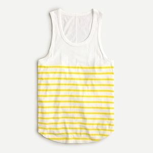 J.Crew white and yellow striped cotton tank. NWT